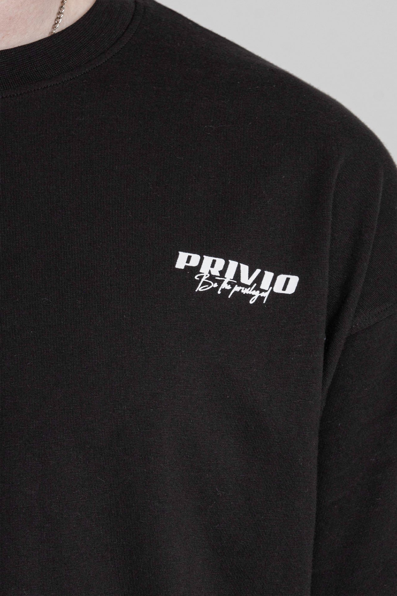 Relaxed Privio Logo Cotton T-Shirt - Black