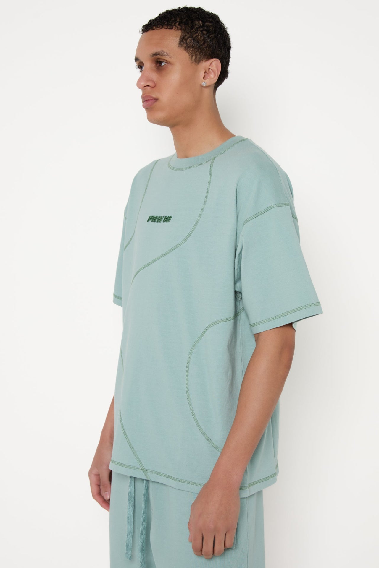 Relaxed Lightweight Cotton Logo Embroidery T-Shirt - Dusty Mint