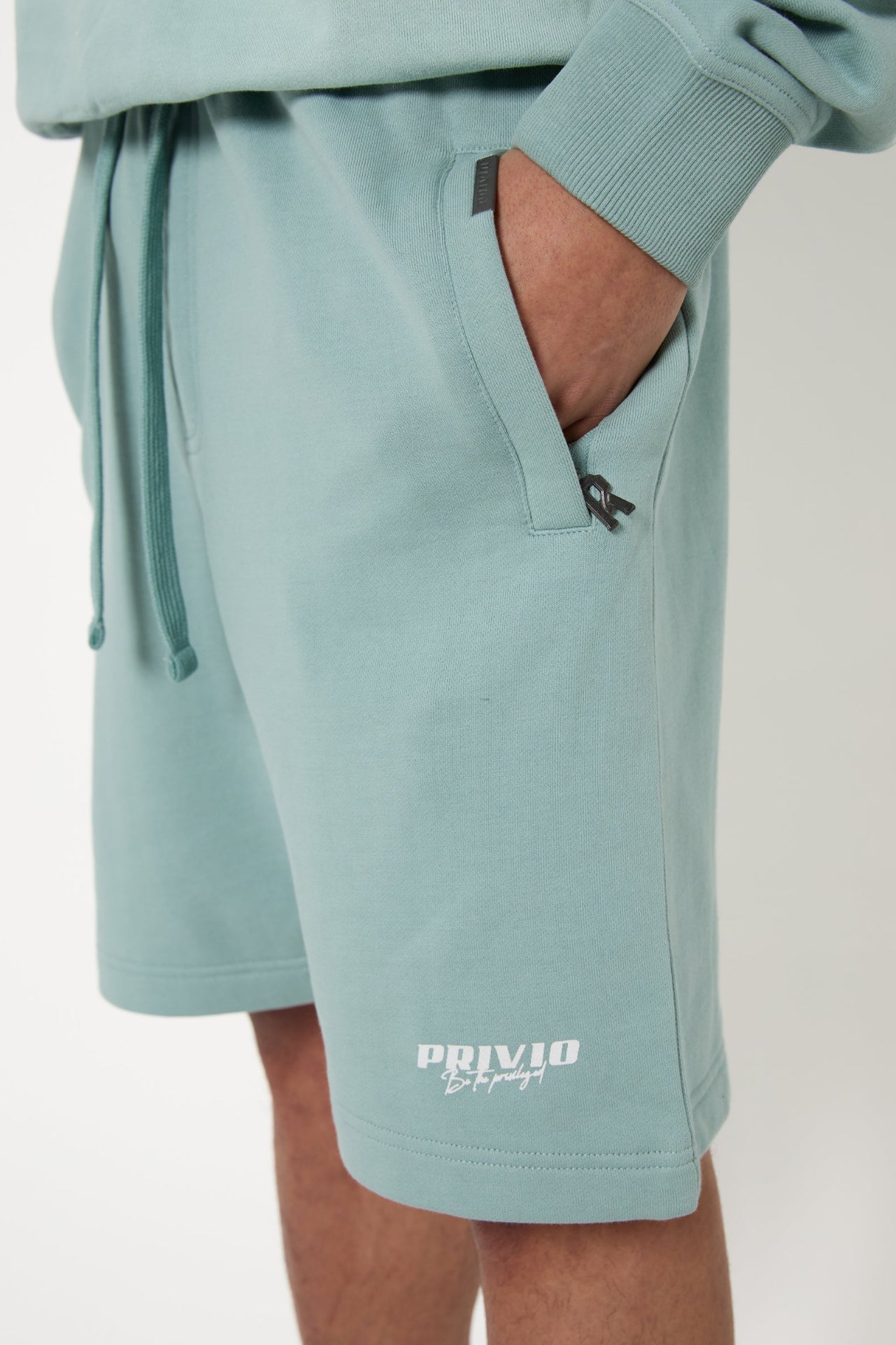 Cotton Washed Drawstring Shorts - Dusty Mint