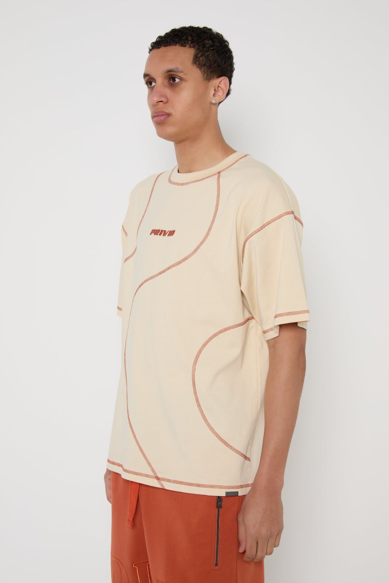 Relaxed Lightweight Cotton Logo Embroidery T-Shirt - Beige