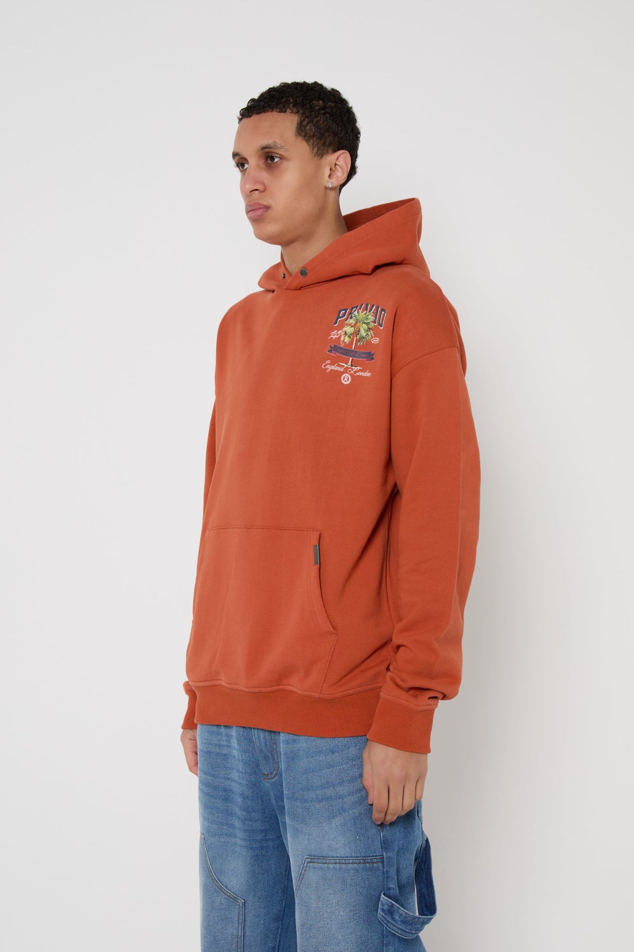 Oversized Washed Cotton Hoodie - Rusty Orange