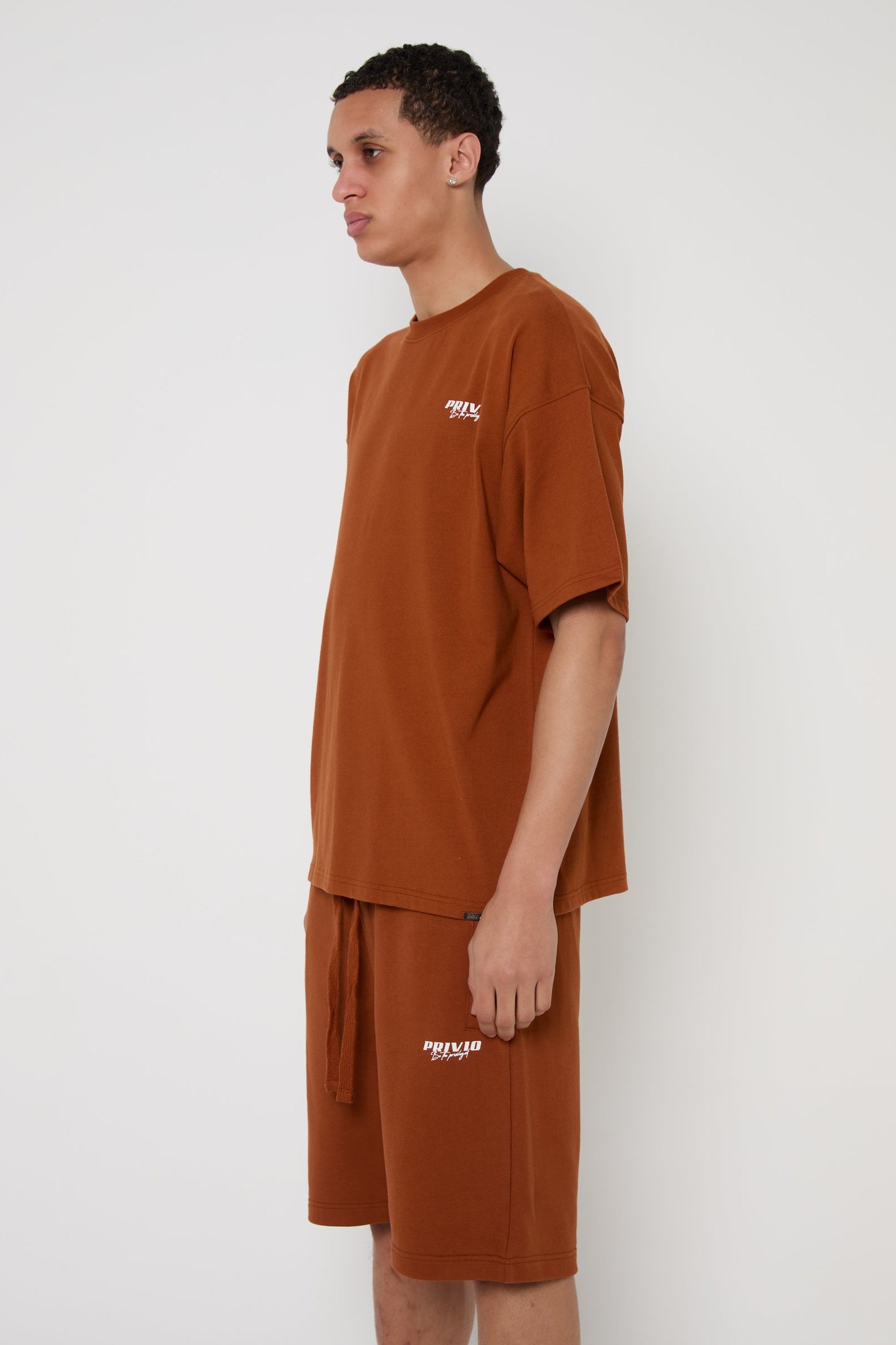 Relaxed Privio Logo Cotton T-Shirt - Brown