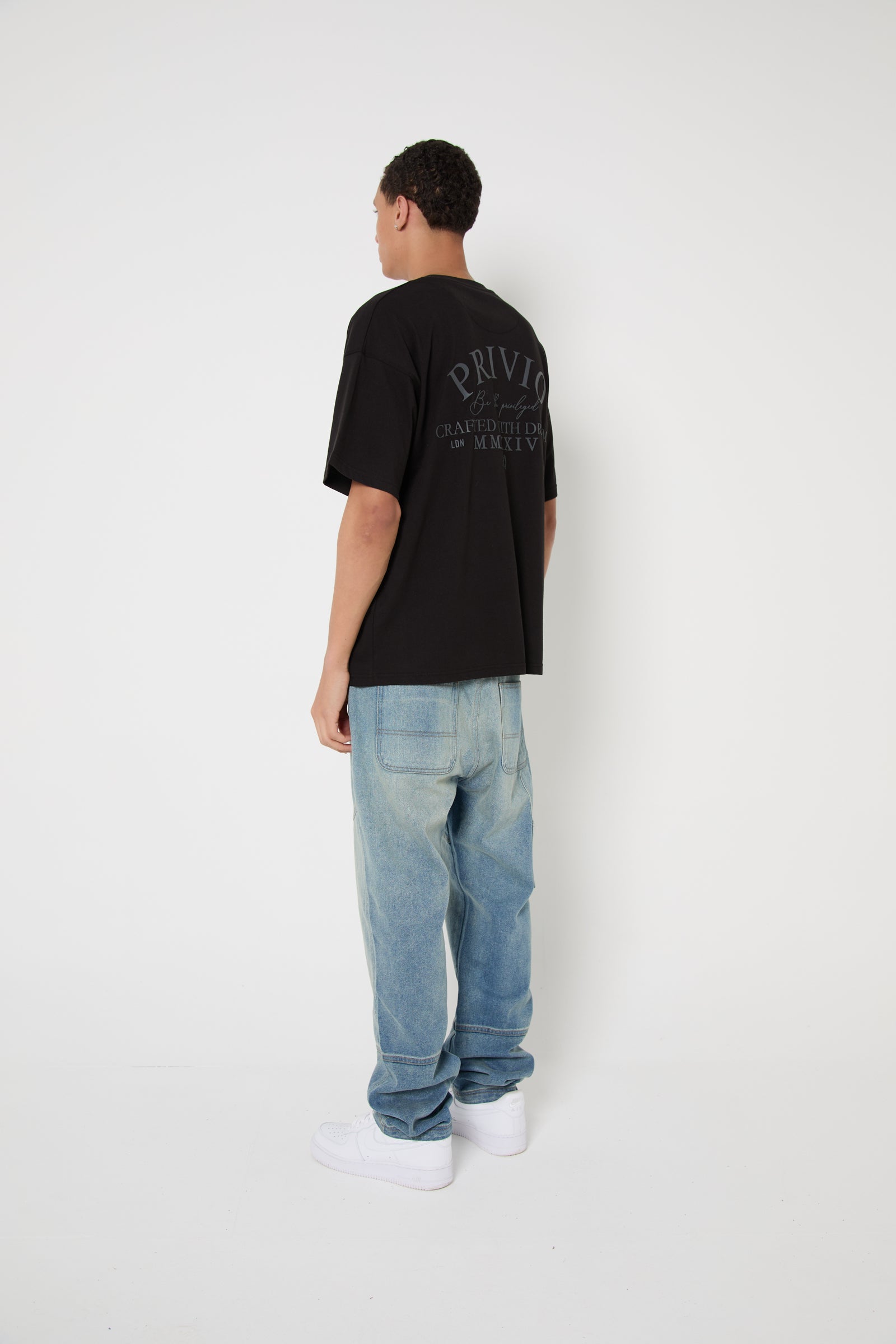 Relaxed Lightweight Graphic Cotton T-Shirt - Black