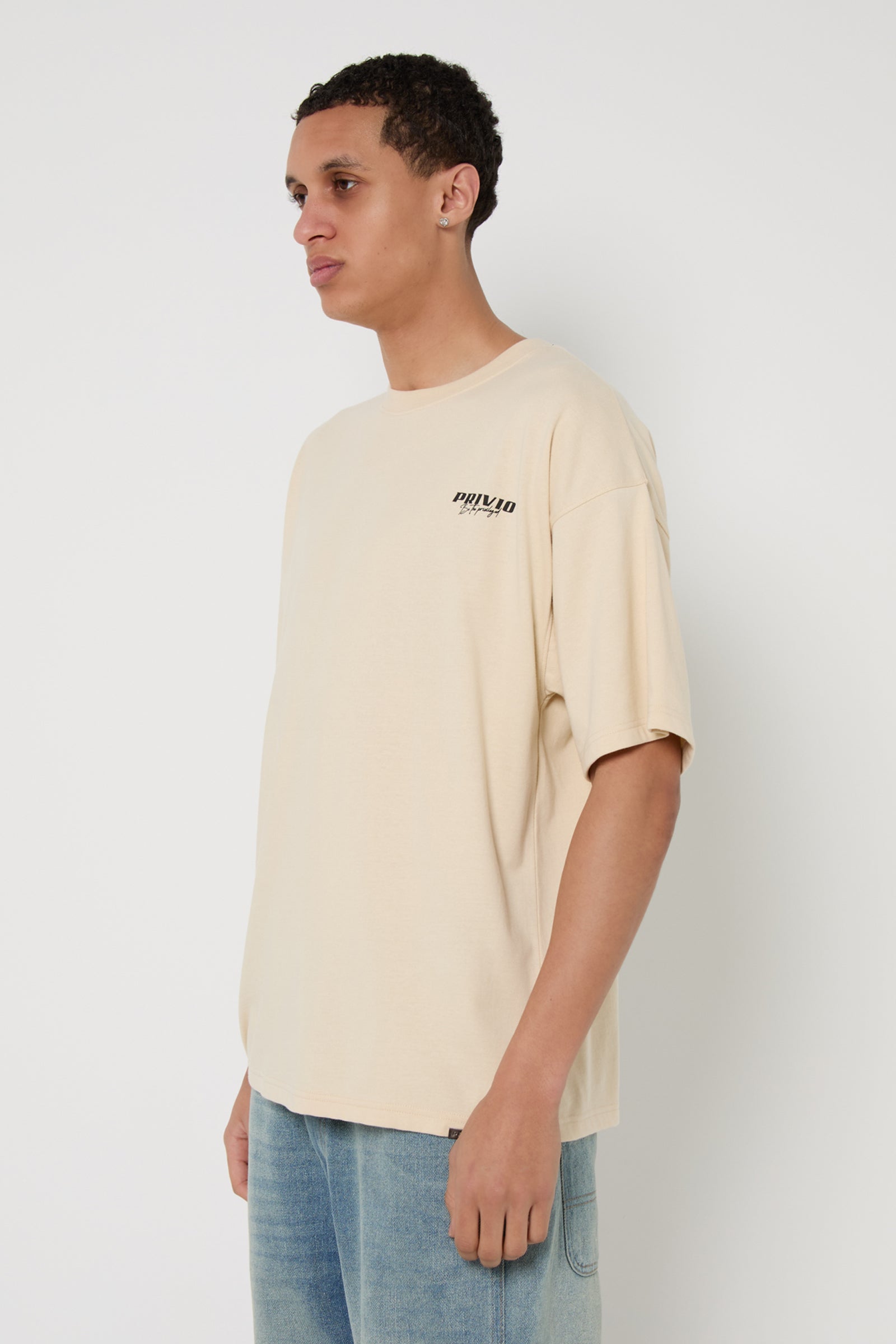 Relaxed Privio Logo Cotton T-Shirt - Beige
