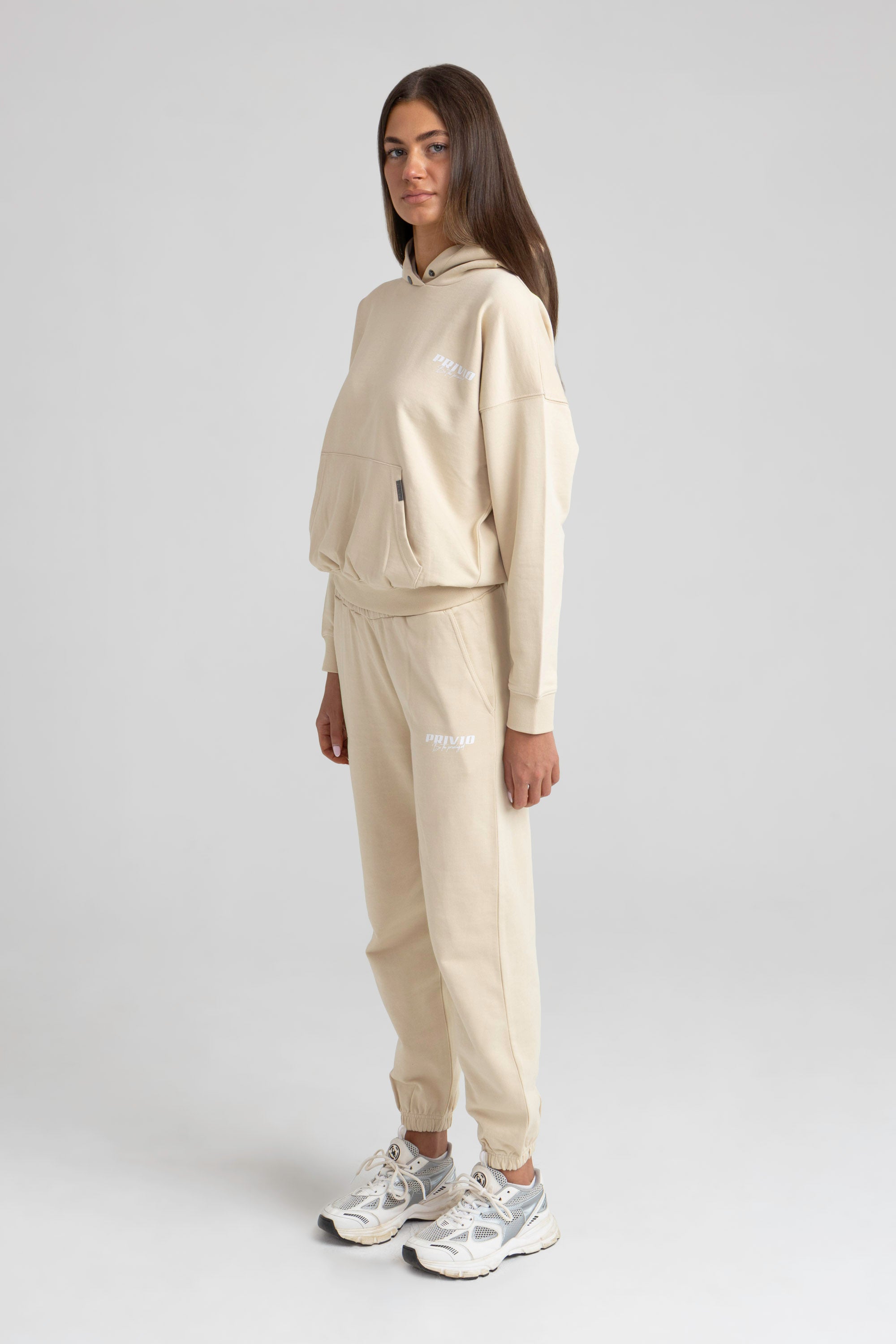 Washed Cotton Hoodie - Beige