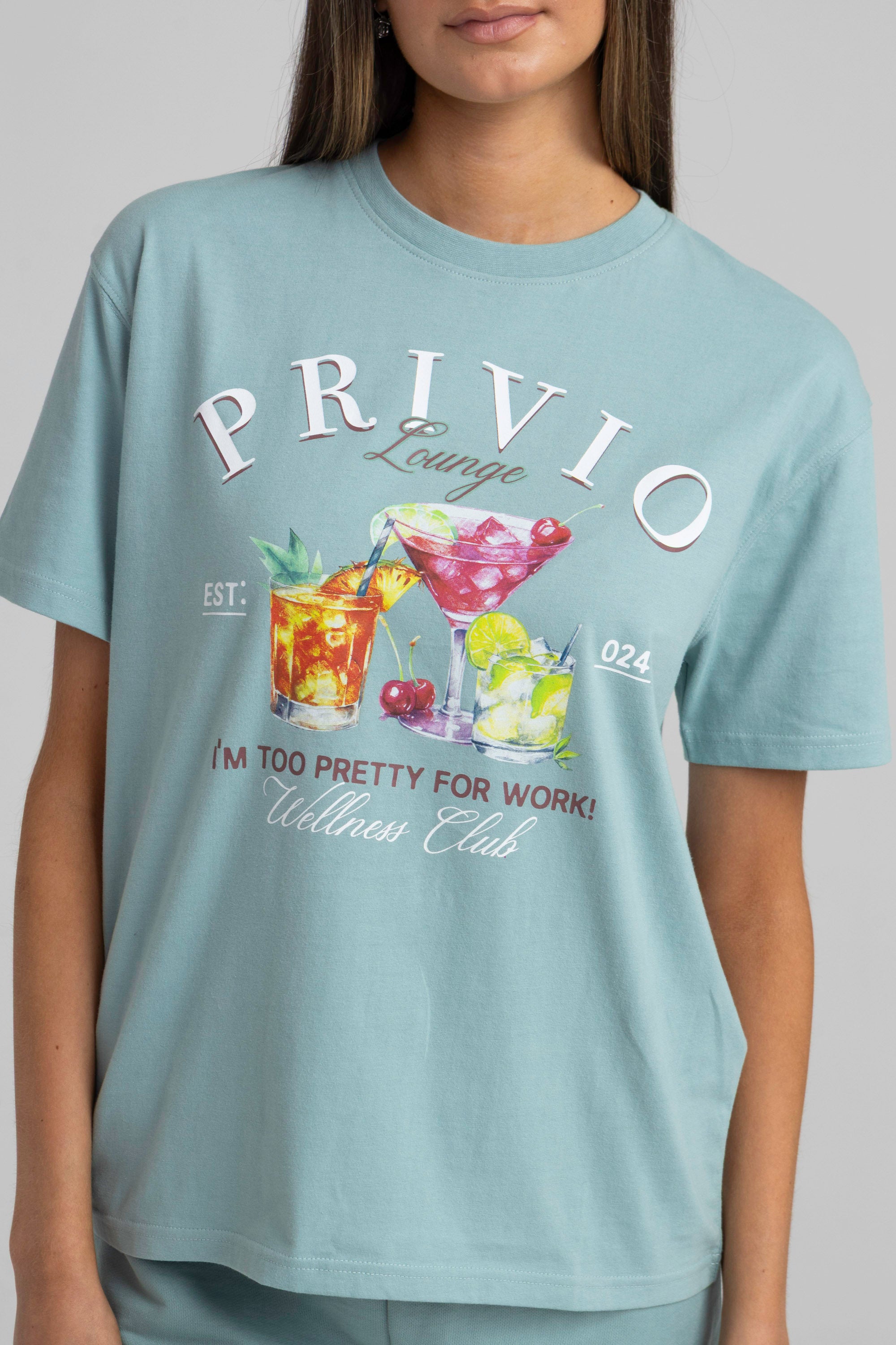 Privio Lounge Oversized Graphic T-Shirt - Dusty Mint