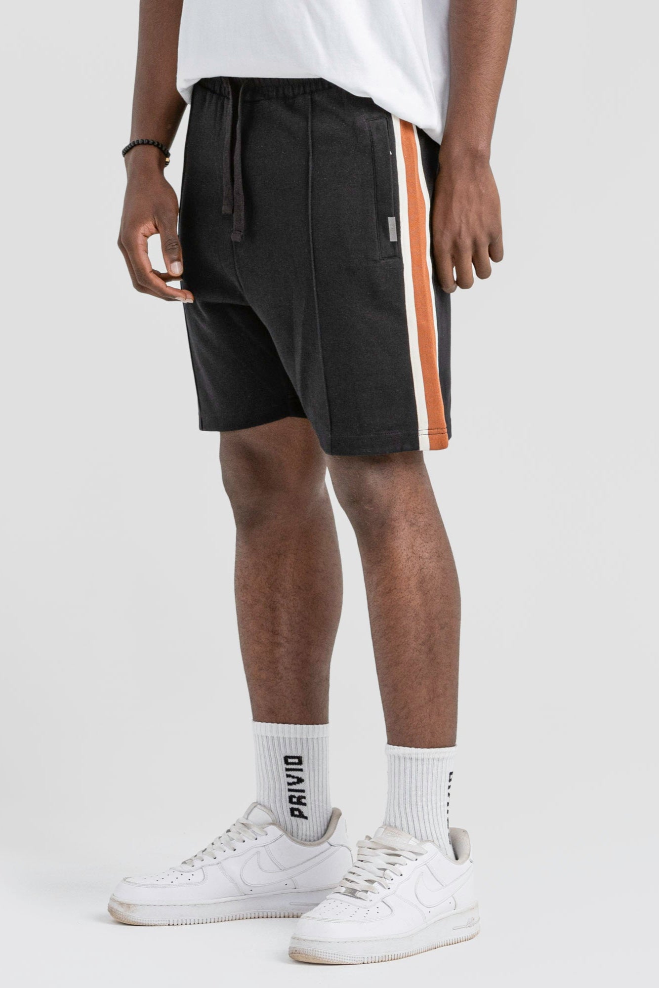 Cotton Washed Track Shorts - Black