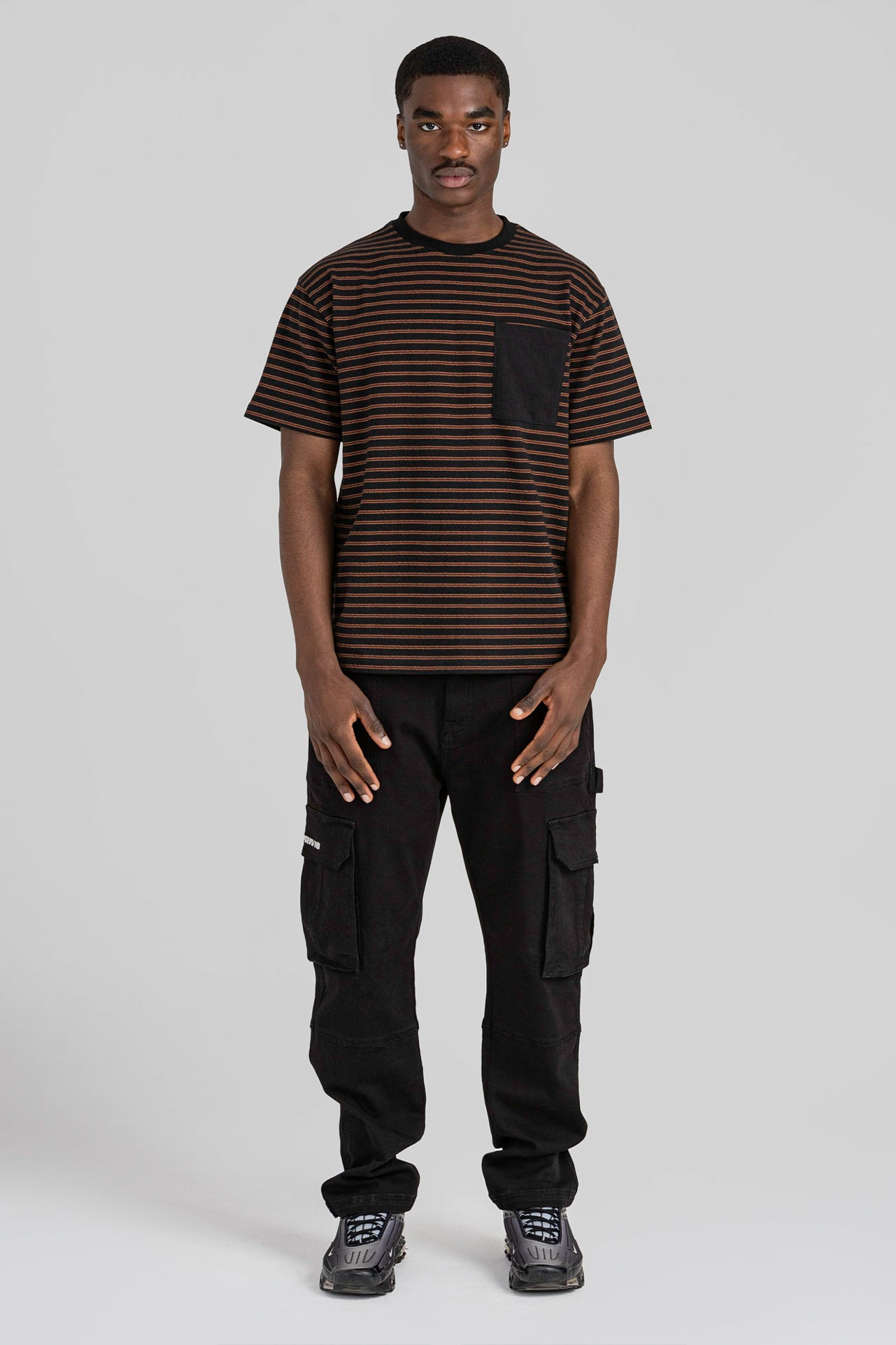 Jacquard Relaxed Lightweight Cotton T-Shirt - Brown