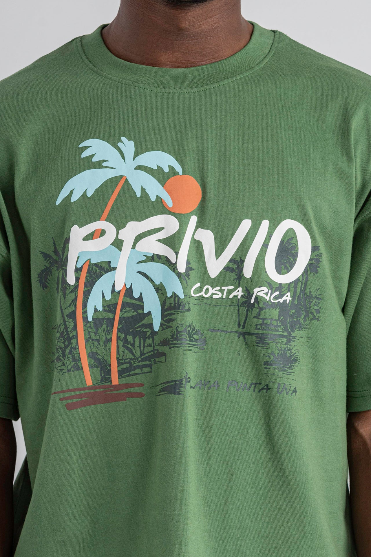 Relaxed Graphic Costa Rica Cotton T-Shirt - Green
