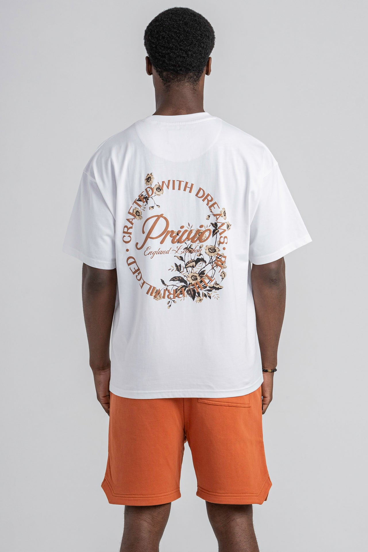 Privio Circle Print Graphic Cotton T-Shirt - White