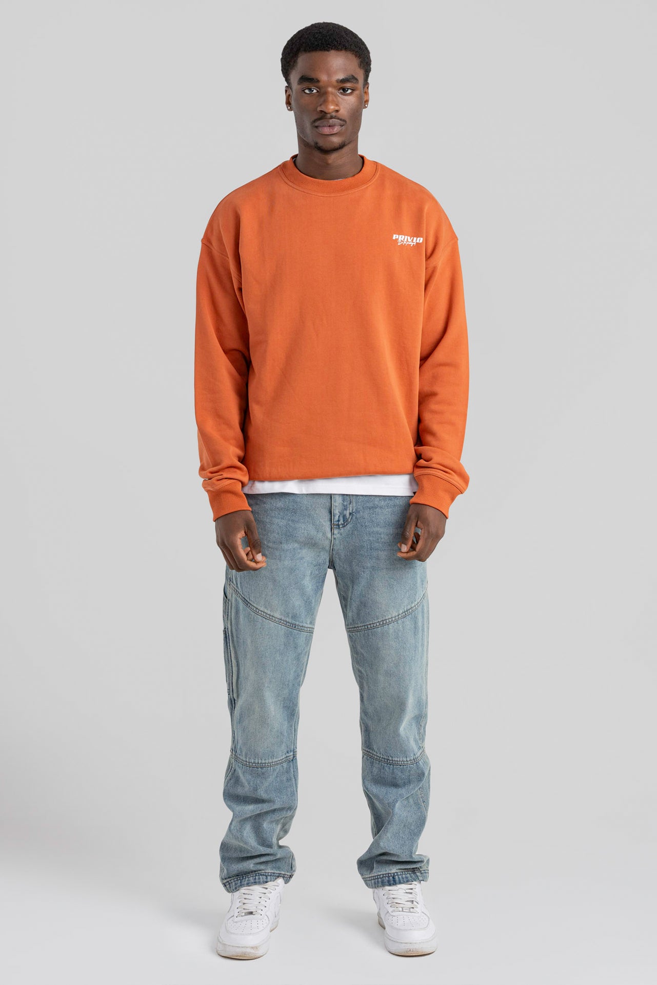 Oversized Washed Cotton Sweatshirt - Rusty Orange