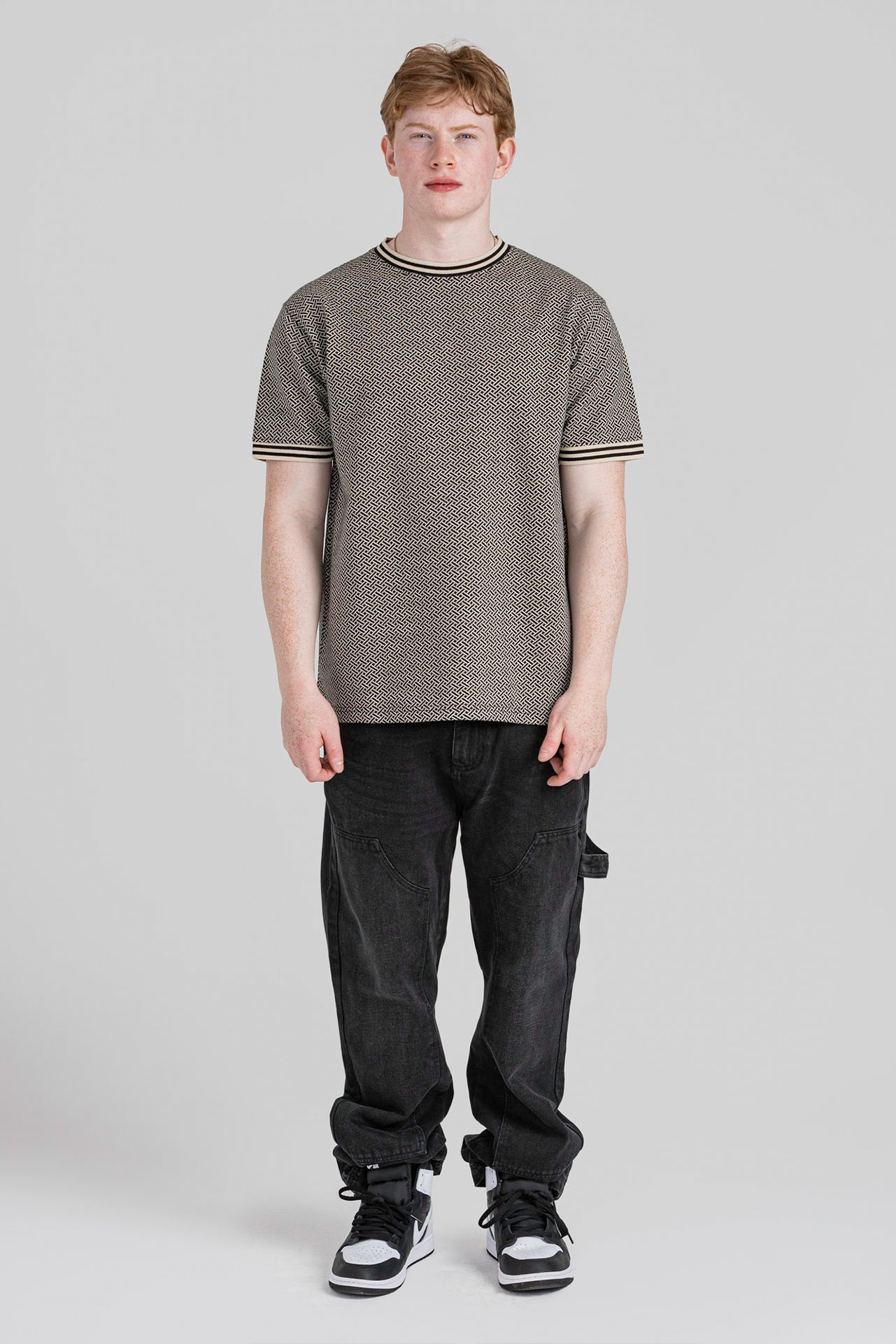 Relaxed Heavyweight Jacquard Cotton T-Shirt - Beige