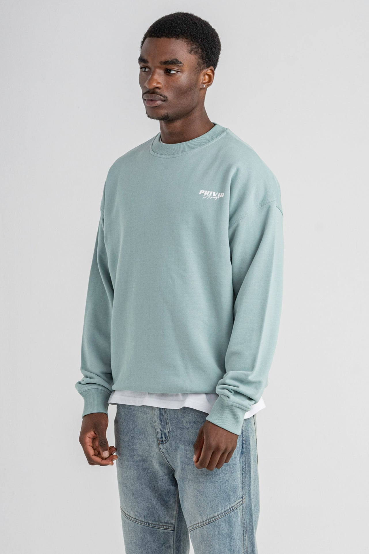 Oversized Washed Cotton Sweatshirt - Dusty Mint