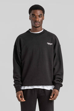 Oversized Washed Cotton Sweatshirt - Charcoal