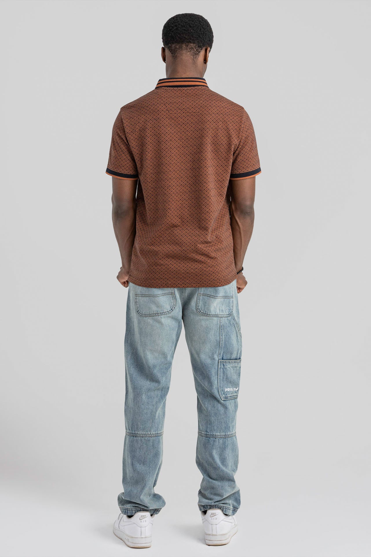 SLIM FIT QUATER ZIP JACQUARD POLO TSHIRT