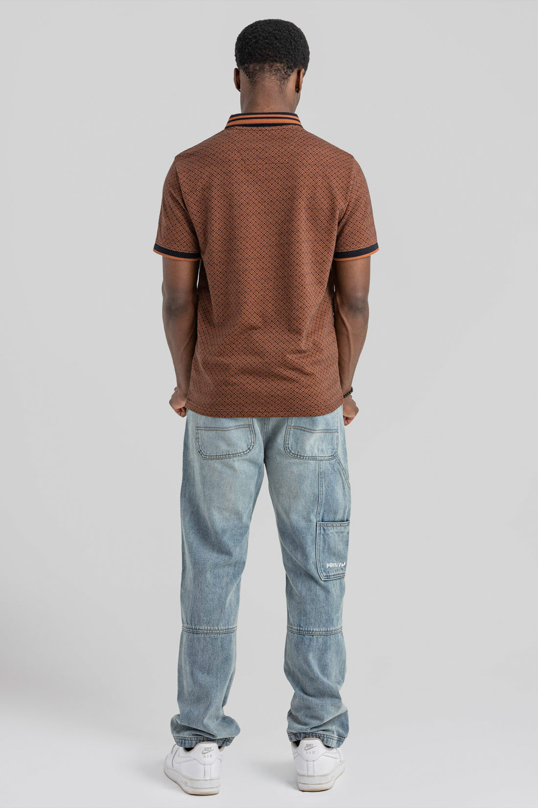 SLIM FIT QUATER ZIP JACQUARD POLO TSHIRT