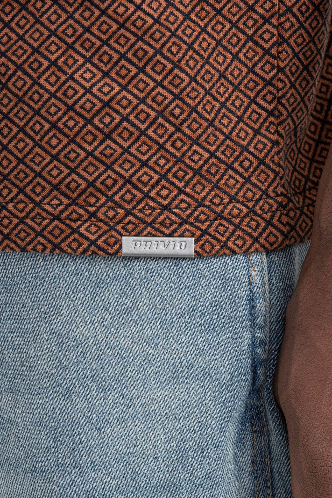 SLIM FIT QUATER ZIP JACQUARD POLO TSHIRT