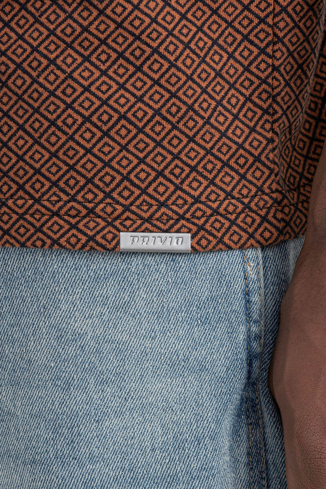 SLIM FIT QUATER ZIP JACQUARD POLO TSHIRT