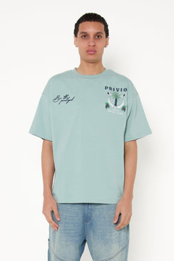 Relaxed Graphic Cotton T-Shirt - Dusty Mint
