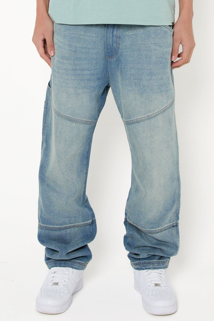 RELAXED FIT CUT AND SEW PANEL DENIM