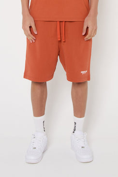 Cotton Washed Drawstring Shorts - Rusty Orange