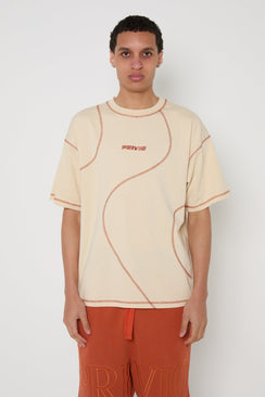 Relaxed Lightweight Cotton Logo Embroidery T-Shirt - Beige