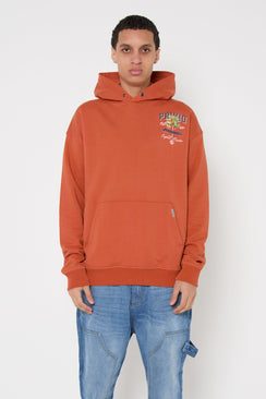Oversized Washed Cotton Hoodie - Rusty Orange