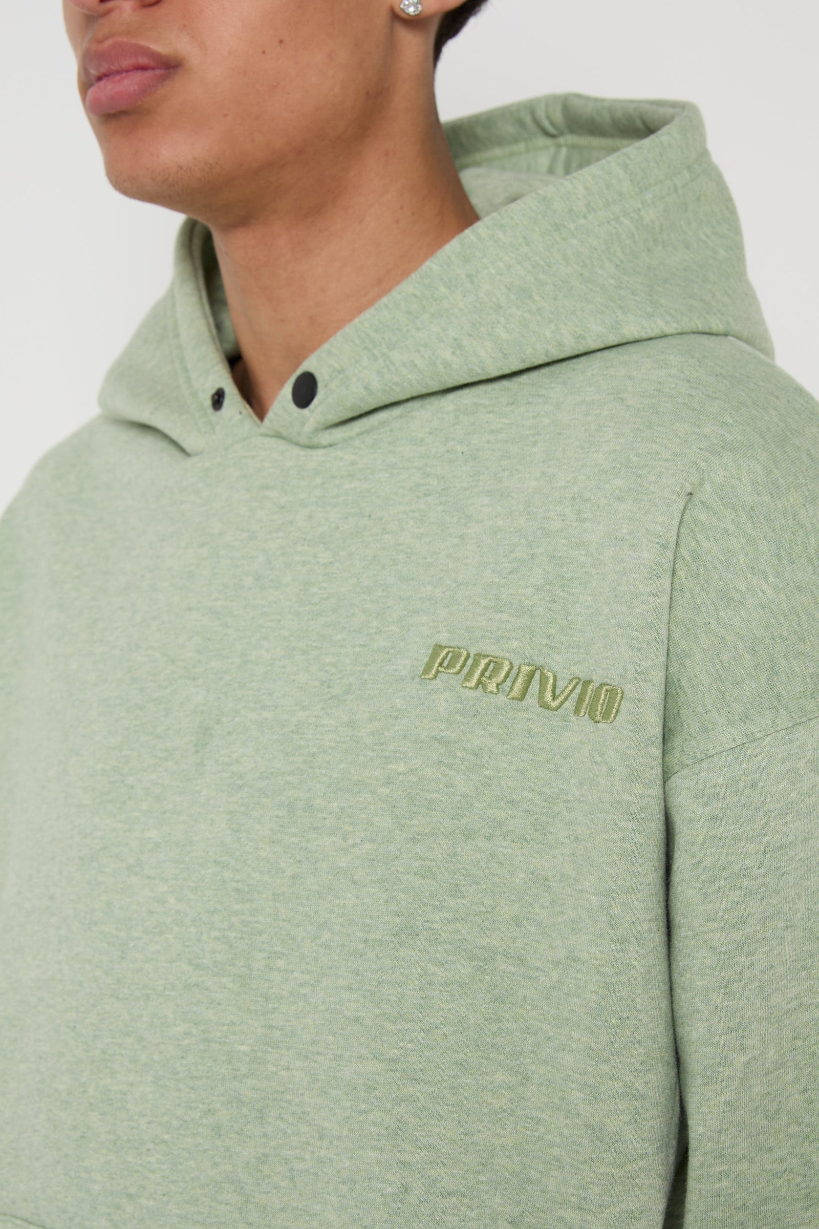 Organic Cotton Oversized Washed Hoodie - Green