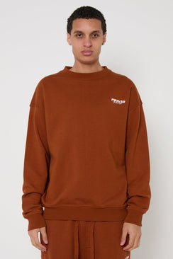Oversized Washed Cotton Logo Sweatshirt - Brown