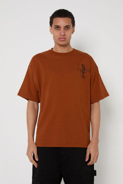 Relaxed Lightweight Graphic Cotton T-Shirt - Brown