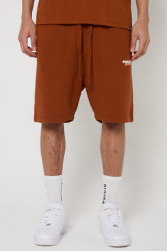Cotton Washed Drawstring Shorts - Brown