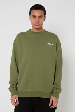 Oversized Washed Cotton Logo Sweatshirt - Khaki