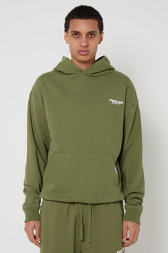 Oversized Washed Cotton Hoodie - Khaki