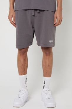 Cotton Washed Drawstring Shorts - Grey