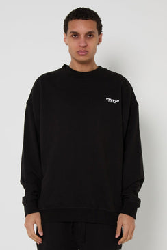 Oversized Washed Cotton Logo Sweatshirt - Black
