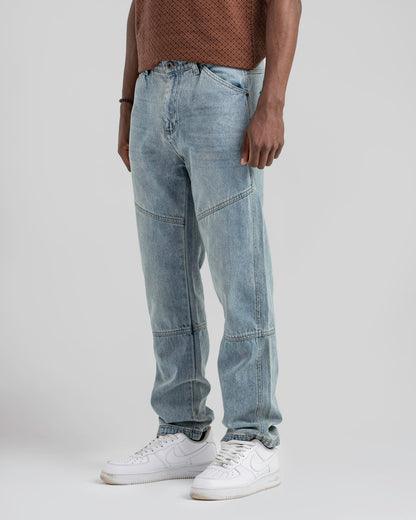 RELAXED FIT CUT AND SEW PANEL DENIM