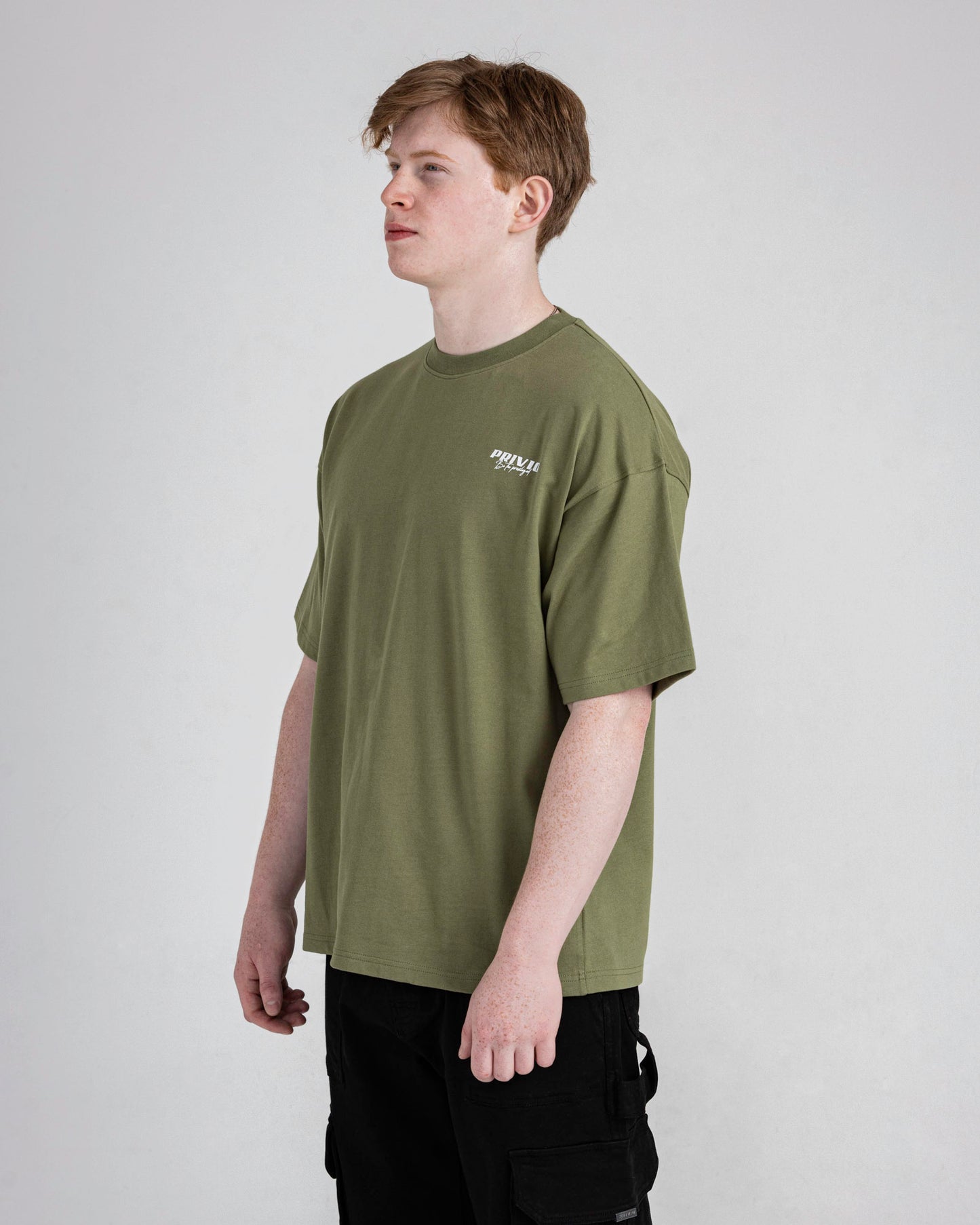 PRIVIO LOGO T SHIRT WITH CUT AND SEW PANEL