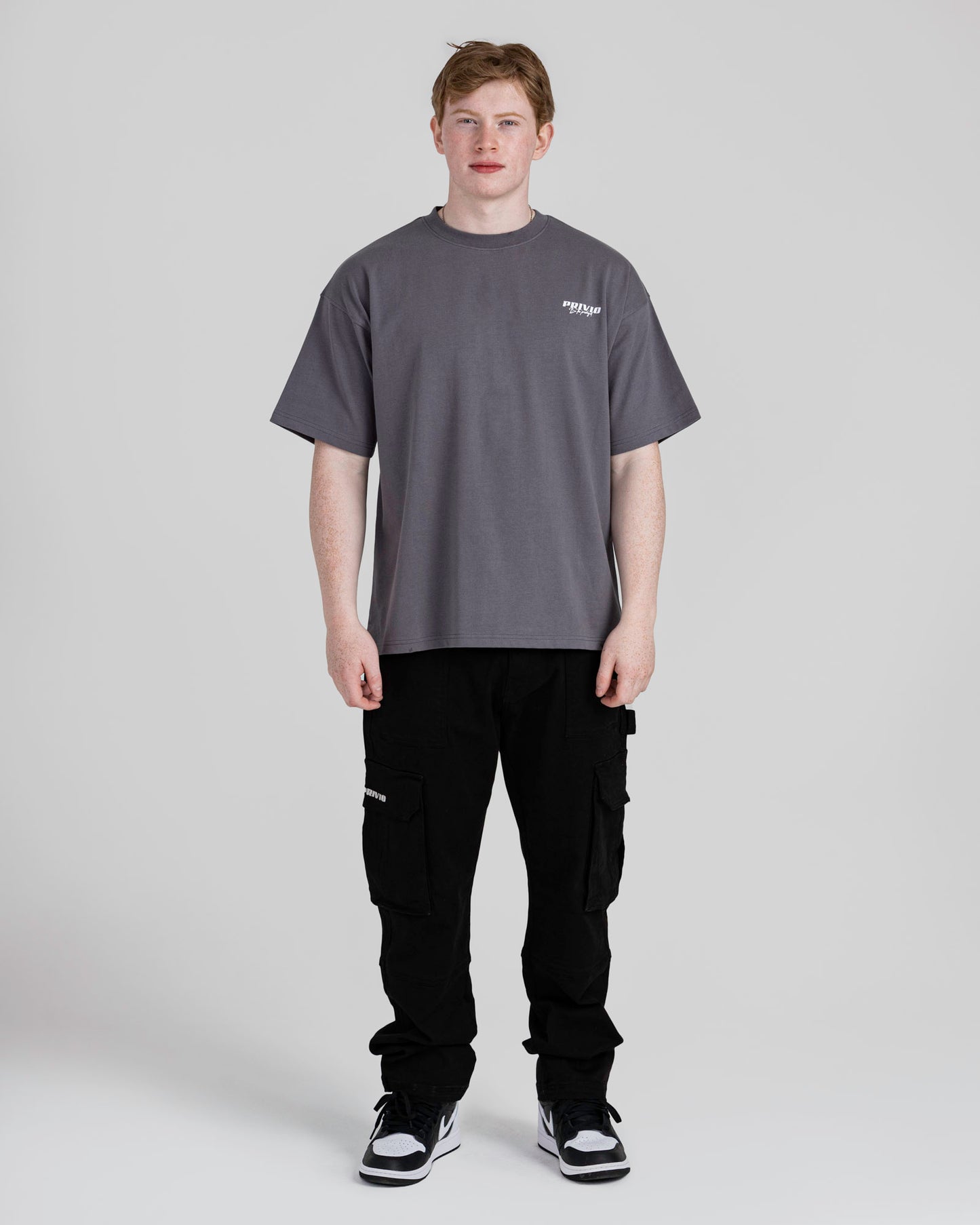 PRIVIO LOGO T SHIRT WITH CUT AND SEW PANEL