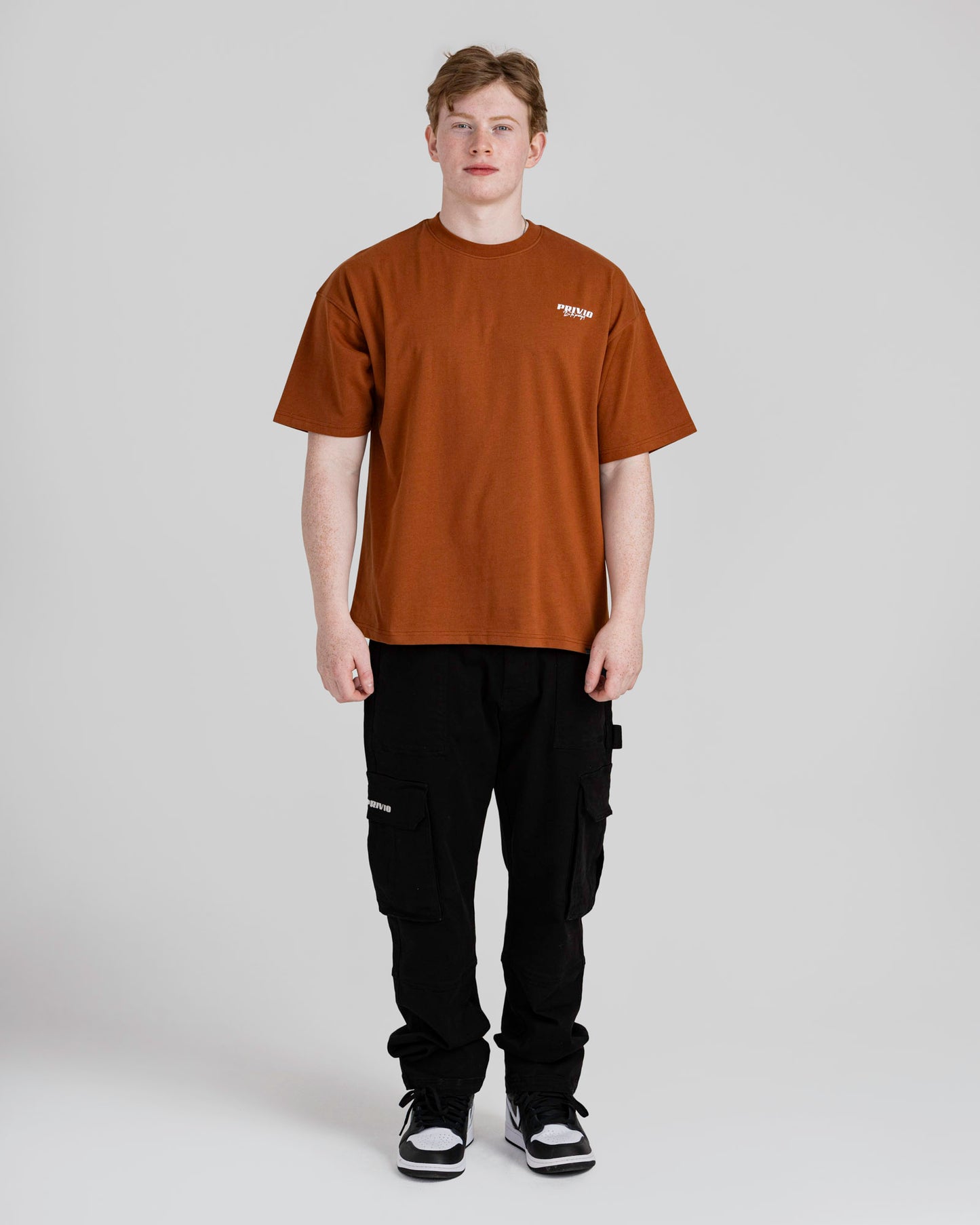 PRIVIO LOGO T SHIRT WITH CUT AND SEW PANEL