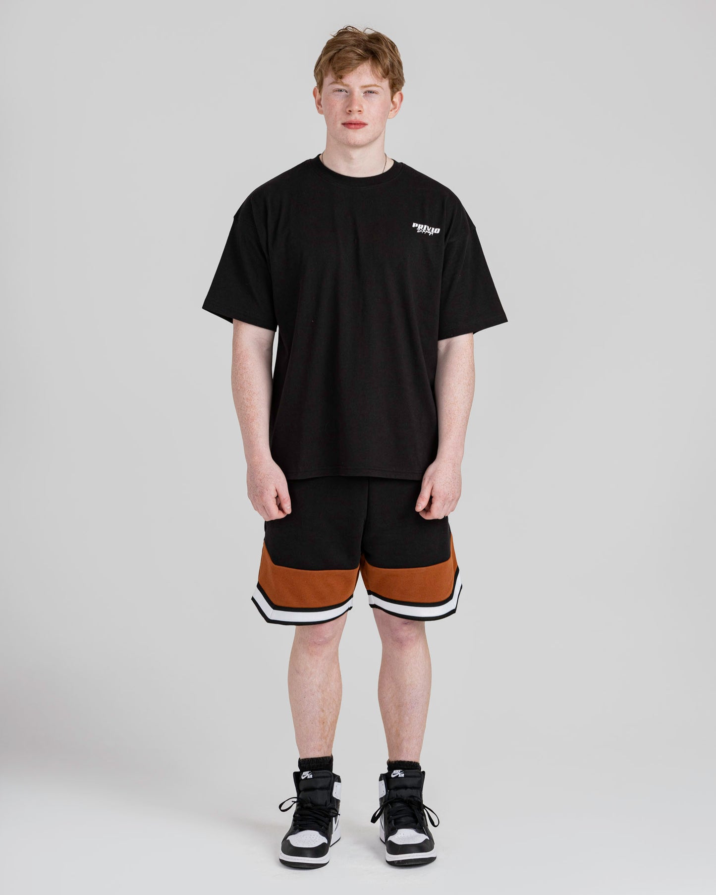 PRIVIO LOGO T SHIRT WITH CUT AND SEW PANEL