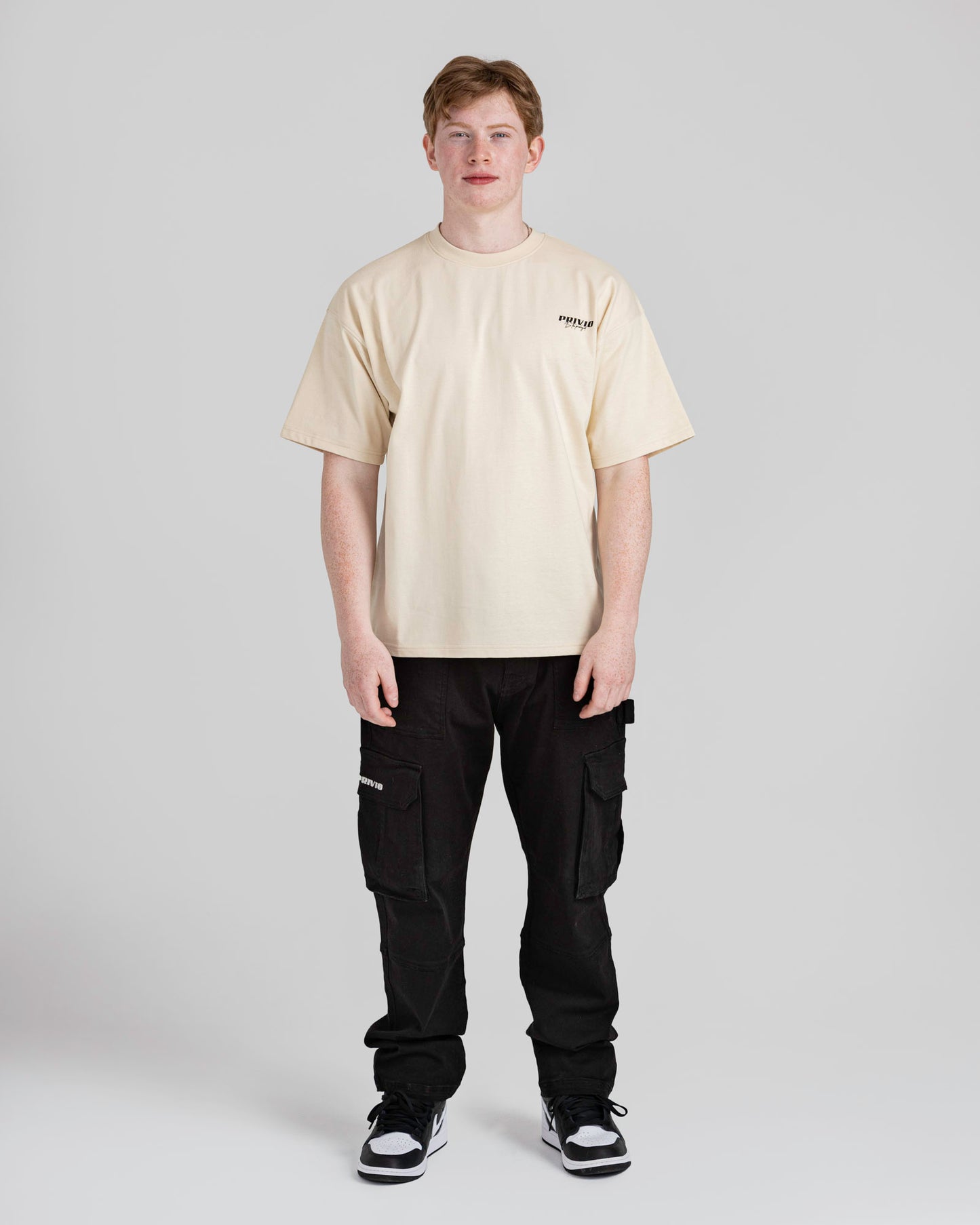 PRIVIO LOGO T SHIRT WITH CUT AND SEW PANEL