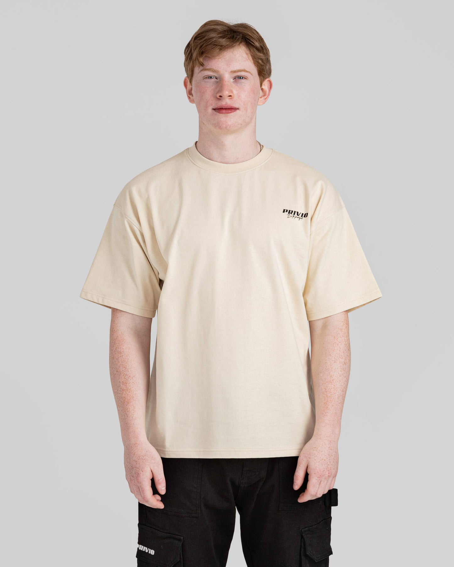 PRIVIO LOGO T SHIRT WITH CUT AND SEW PANEL