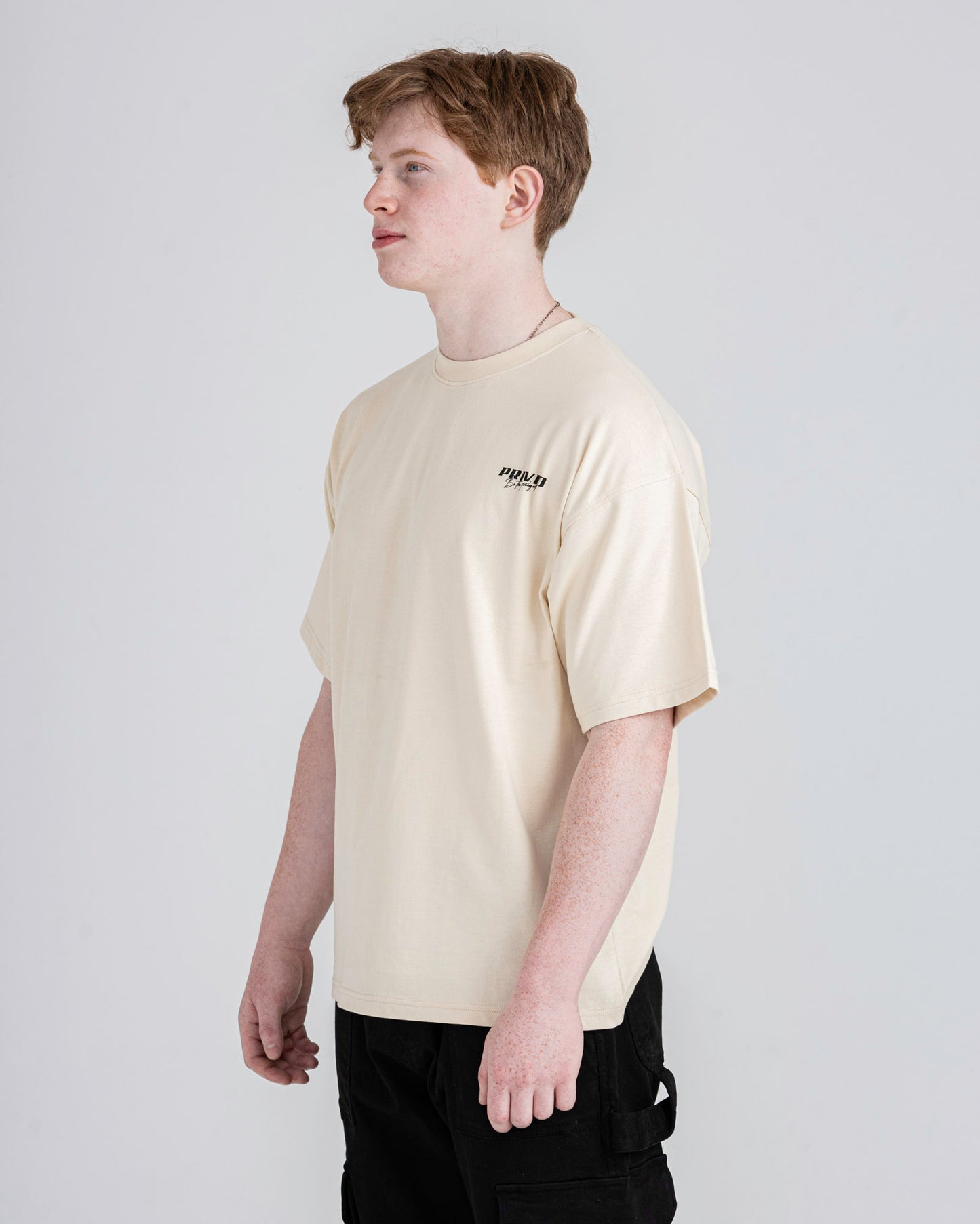 PRIVIO LOGO T SHIRT WITH CUT AND SEW PANEL