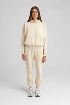 Washed Cotton Hoodie - Beige