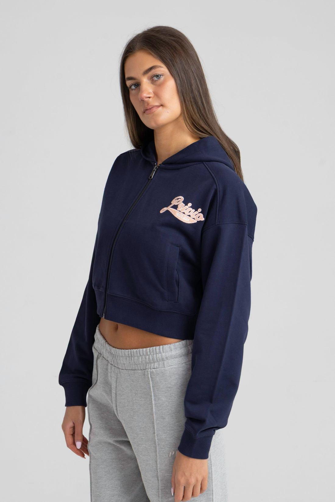 STAY SIMPLE ZIP THROUGH CROPPED HOODIE
