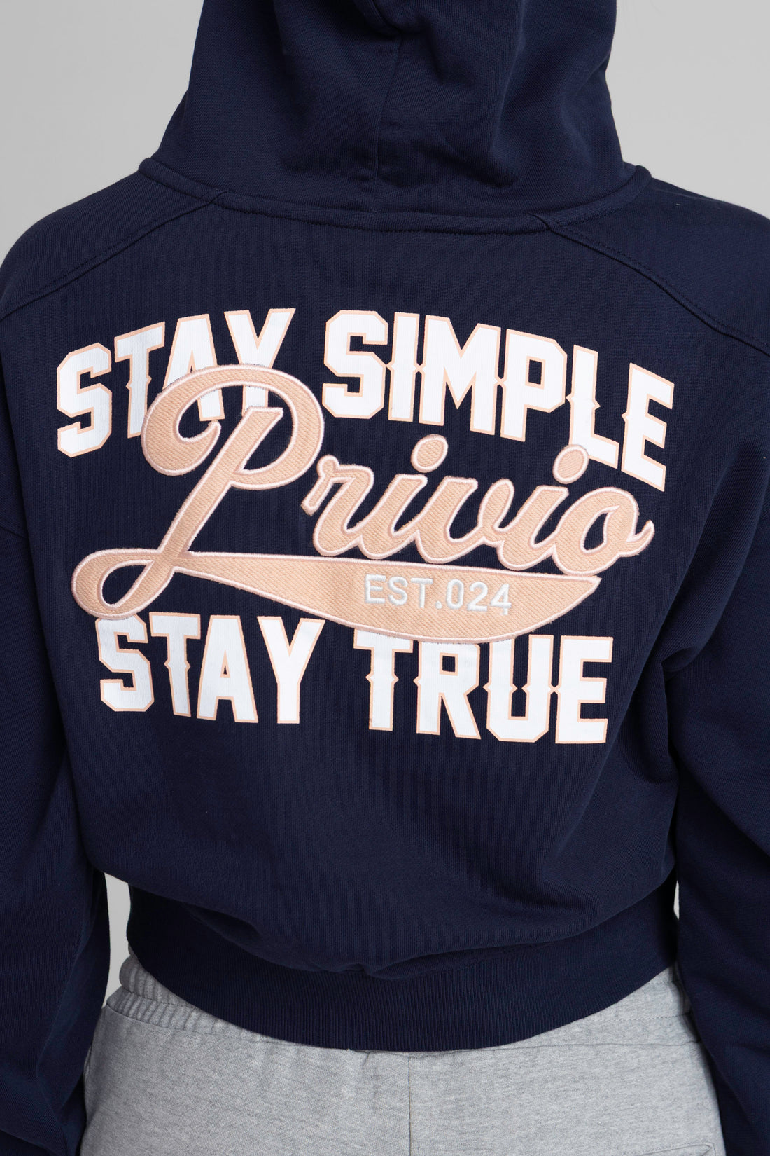 STAY SIMPLE ZIP THROUGH CROPPED HOODIE