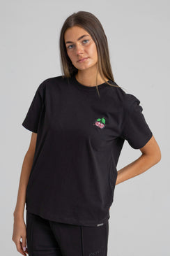 Cherry Print T-Shirt - Black
