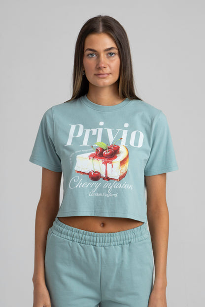 CHERRY INFUSION CROPPED T-SHIRT
