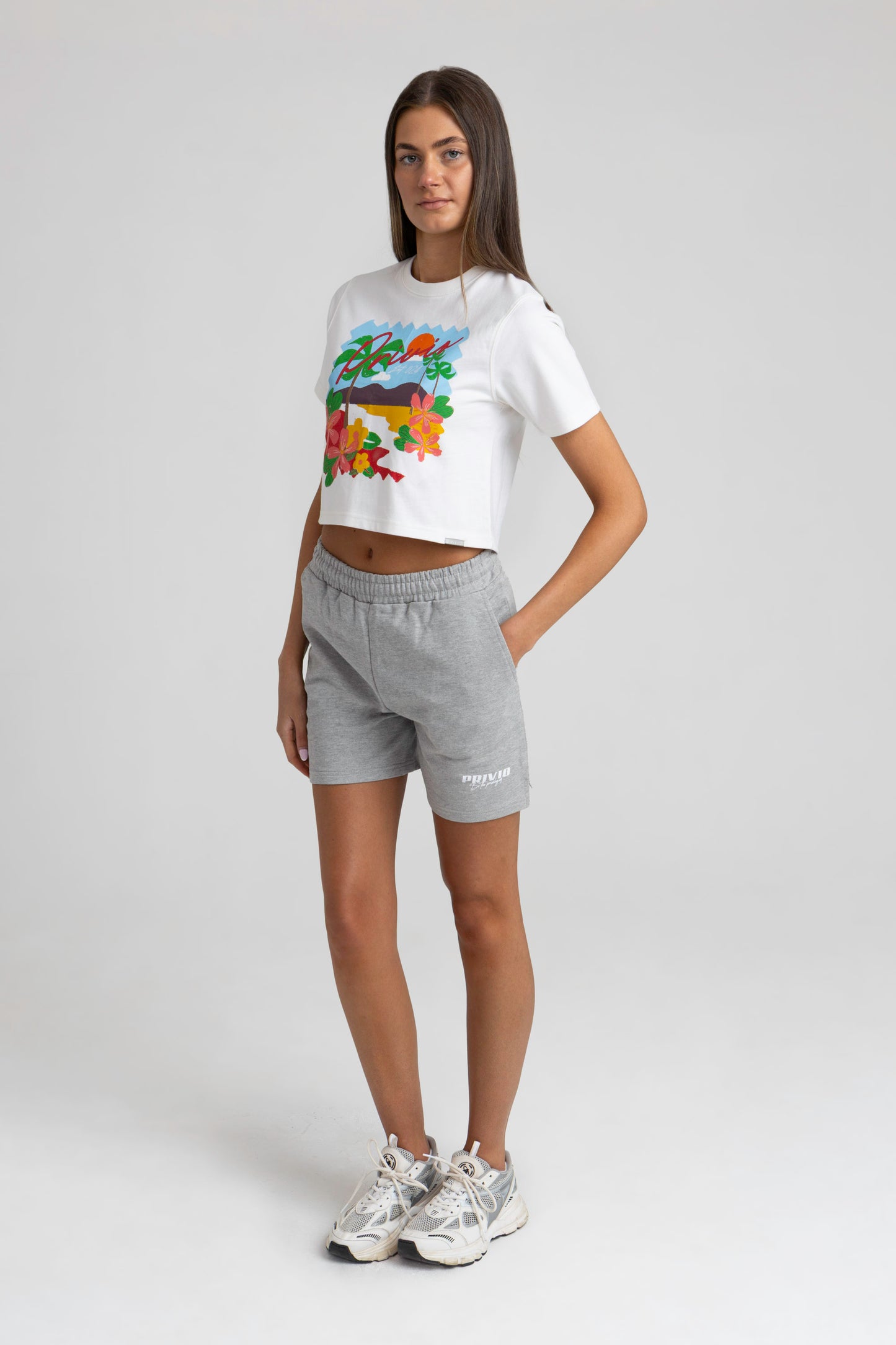 PRIVIO TROPICAL CROPPED T-SHIRT