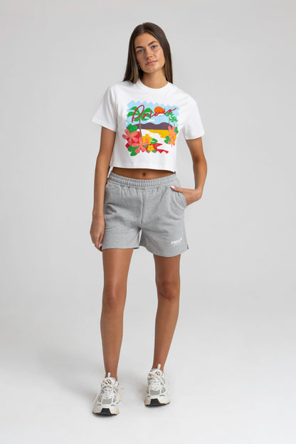 PRIVIO TROPICAL CROPPED T-SHIRT